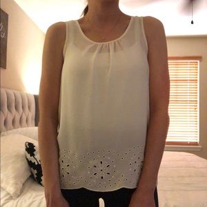 ⭐️LOFT White Eyelet Tank